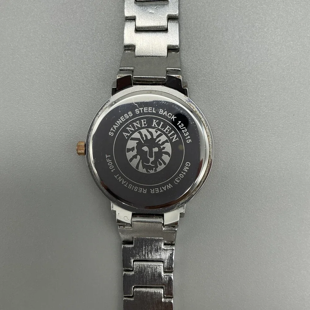 Anne Klein Womens Watch 36mm Gold Silver Two Tone Date 12/2315 New Battery 7.75
